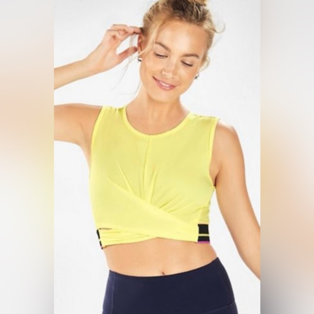 Fabletics Bright Yellow Twist Crop Top
